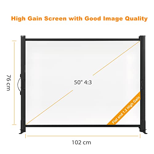 Portable Projector Screen with Stand, 50 Inch 4:3, Outdoor Projector Screen