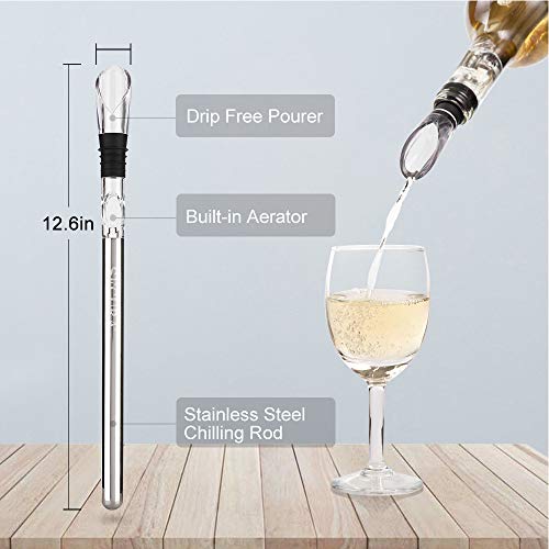 Red Wine Decanter Aerator Wine Air Aerator with Wine Chilling Rod Stainless Steel