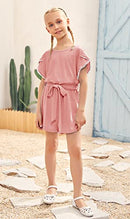 Girls Fashion Romper Summer Lace Short Sleeve Crewneck