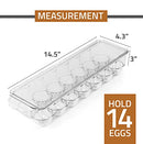 Egg Container For Refrigerator - 14 Egg Container With Lid & Handle, Egg Holder For Refrigerator, Egg Storage & Egg Tray (Pack of 1)