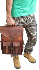 convertible leather 15.6" laptop bag backpack messenger bag office briefcase