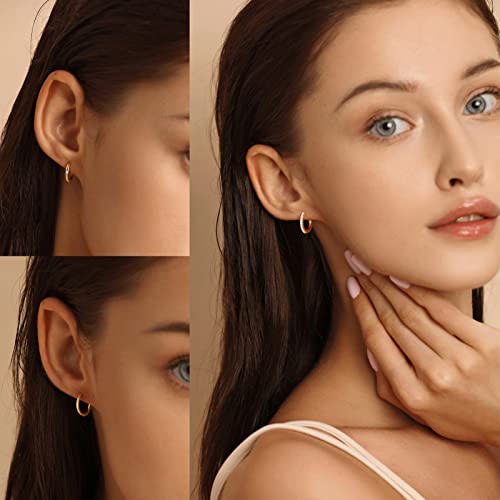 6 Pairs Stud and Hoop Earrings Set for Women 18K Gold Filled CZ Small Ball Studs Huggie