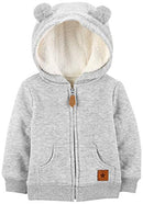Carter's Unisex Babies' Hooded Sweater Jacket with Sherpa Lining, Grey, 3-6 Months