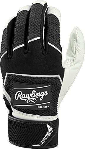 Rawlings | Workhorse Baseball Batting Gloves | Youth Large | Black