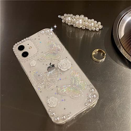 Compatible with iPhone 11 3D Butterfly Floral Clear with Design Aesthetic Women Teen