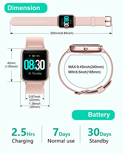 Smart Watch for iOS and Android Phones, Watches for Women IP68 Waterproof