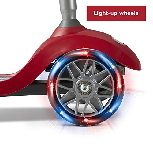 Radio Flyer Lean 'N Glide Scooter with Light Up Wheels Vehicle (549X), Red