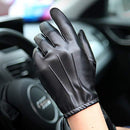 Men Leather Touchscreen Gloves Winter Driving Warm Wrist Gloves Long Keeper