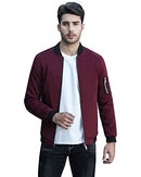 Slim Fit Lightweight Softshell Flight Bomber Jacket Coat (US L =Asian tag 4XL, Wine Red