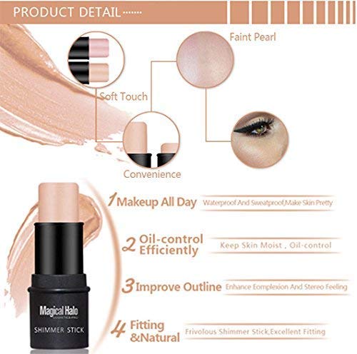 Highlighter Stick, Shimmer Cream Powder Waterproof Light Face Cosmetics