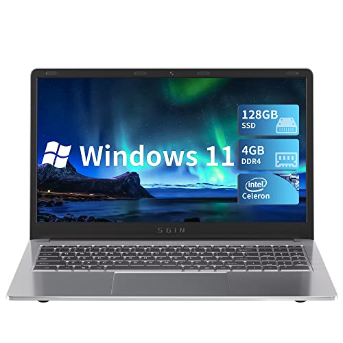 Laptop 15.6 Inch, 4GB DDR4 128GB SSD Windows 11 Laptops with Intel Celeron