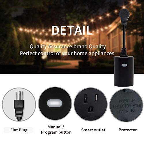 Outdoor Smart Plug WiFi Outlet Heavy Duty Plug-in Outlet, Remote Control, Waterproof