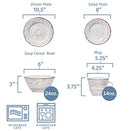 Trellis White 16-Piece Dinnerware Set, Service for 4, Distressed White