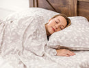 Printed Queen Bed Sheet Set 4-Piece - Ultra Soft Floral Leaves Print Queen