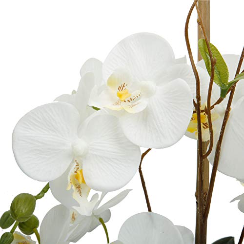 LIVILAN White Orchid Artificial Flowers with Pot Large Fake Silk Orchids Plant 