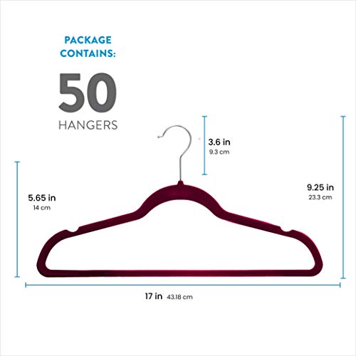 Premium Quality Space Saving Luxurious Velvet Hangers Strong and Durable 50 Pack