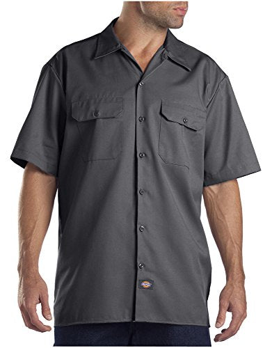 Men's Short-Sleeve Work Shirt, Charcoal, 2X-Large