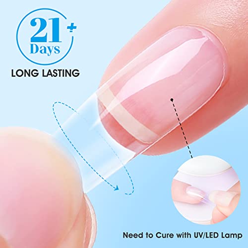 6 in 1 Nail Glue Gel for Acrylic Nails Long Lasting, Curing Needed UV Extension Glue