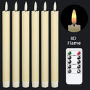 Flameless Ivory Taper Candles Flickering with 10-Key Remote, Battery Operated Led Warm 3D Wick Light