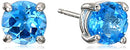 Amazon Essentials Sterling Silver Round Swiss Blue Topaz Birthstone Stud Earrings