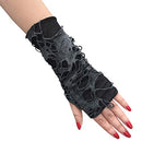 Women's Punk Fingerless Glove Cosplay Ripped Gloves for Halloween Costume Party