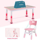 Big Kids Study Table and Chair Set, Height Adjustable Children Desk and 4 Chairs Set