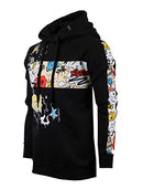 Mens Urban HipHop Premium Fleece Hoodie - Pullover Streetwear Pattern Side