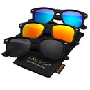 Polarized Sunglasses Matte Finish Color Mirror Lens 100% UV Blocking (3 Pack)