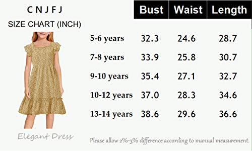 Girls Short Sleeve Dresses Fashion Print Swing Knee-Length Dress