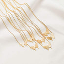Gold Dainty Initial Necklace 18K Gold Plated Butterfly Pendant Name Necklaces