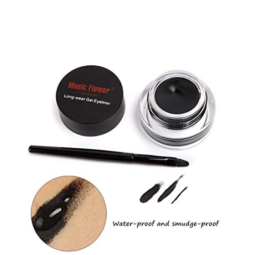 2 in 1 Black and Brown Gel Eyeliner Set Water Proof,2 Pieces Eye Makeup Brushes