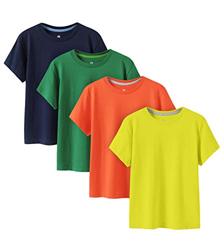 Kids T-Shirts Pure Cotton 4-Pack, Short Sleeve White Tees Boy & Girl
