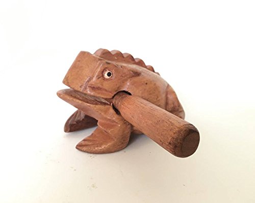 Percussion Instruments Wooden Frog 3 Piece Set of 4 Inch Frog, 3 Inch Frog, 2.75 Inch Frog