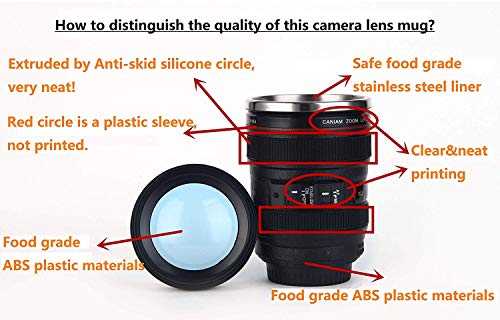 Camera Lens Coffee Mug,Camera Lens Mug,Fun Photo Coffee Mugs Stainless Steel