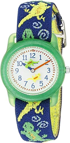 Timex Boys T72881 Time Machines Green Geckos Elastic Fabric Strap Watch