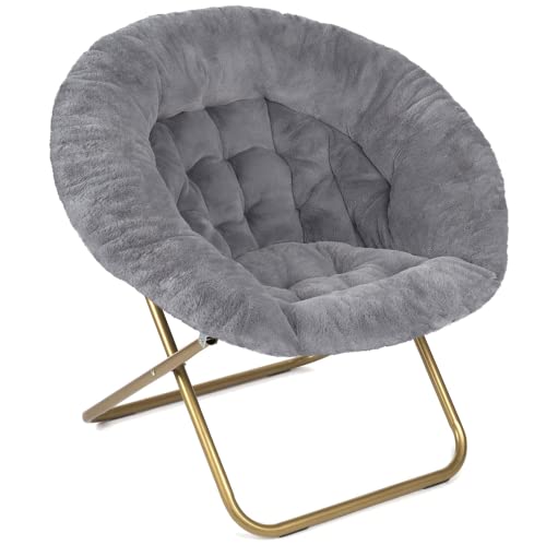 Milliard Cozy Chair/Faux Fur Saucer Chair for Bedroom/X-Large (Grey)