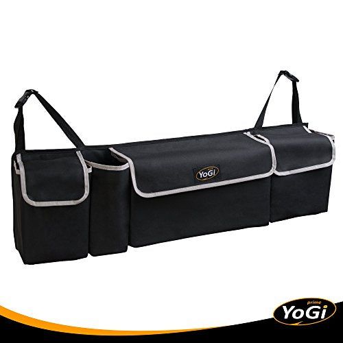 YoGi Prime Trunk and Backseat car Organizer, Trunk Storage Organizer Will Provides You The Most Storage Space Possible, Use It As A Back Seat Storage Car Cargo Organizer Black (Hanging Black)