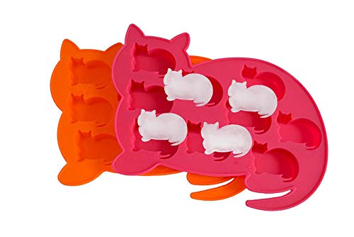 Cat Shaped Silicone Ice Cube Molds and Tray, Pack of 2
