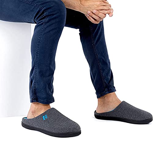 Men's Original Two-Tone Memory Foam Slipper, Size 11-12 US Men, Dark Gray/Blue