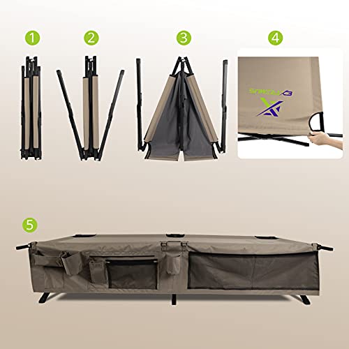 Camp Cot, Folding Camping Cot, Guest Bed, 300 lbs Capacity, Steel Frame