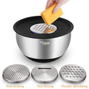 Mixing Bowls Set of 5, Wildone Stainless Steel Nesting Bowls with Airtight Lids, 3 Grater Attachments