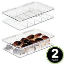 Plastic Hard Shell Stackable Eyeglass Case Storage Organizer, Hinged Lid