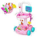 UNIH Doctor Cart Kit for Kids 3 4 5, Medical Play Set Realistic with Lights Toddlers Toys for Boys Girls 2-4 (Pink)