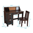 Wooden Study Desk with Chair - Drawers, Extra Storage, Handles, Gift for Ages 5-10