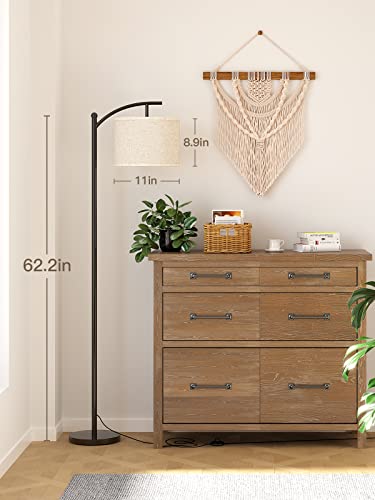 Floor Lamp with 3CCT LED Bulb, Lamp for Living Room with Beige Linen Lamp Shade