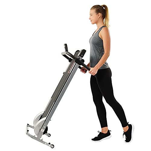 Sunny Health & Fitness SF-T1407M Foldable Manual Walking Treadmill, Gray