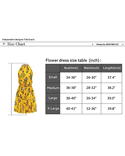 Women's Summer Sundress Halter Neck High Waist Floral Casual Dress