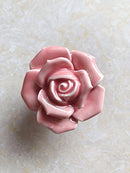 8Pcs Elegant Pink Rose Pulls Flower Ceramic Cabinet Knobs Cupboard Drawer