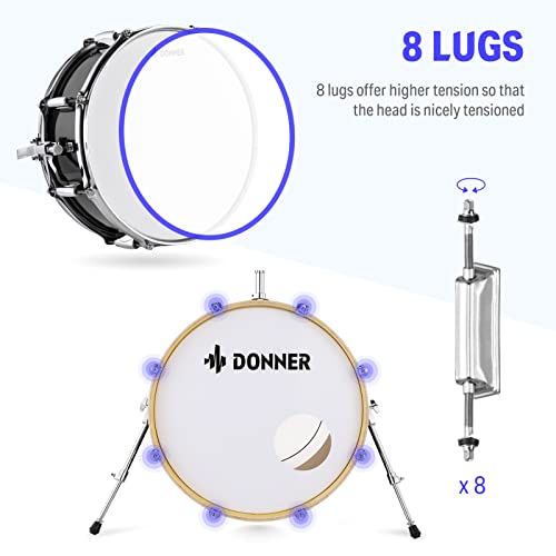 Drum Set Adult with Practice Mute Pad,5-Piece 22 inch Full Size Acoustic Drum Kit