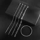Silver Bracelets for Women Girls Sets Dainty Link Paperclip Bracelet Stack Small Ball Bead